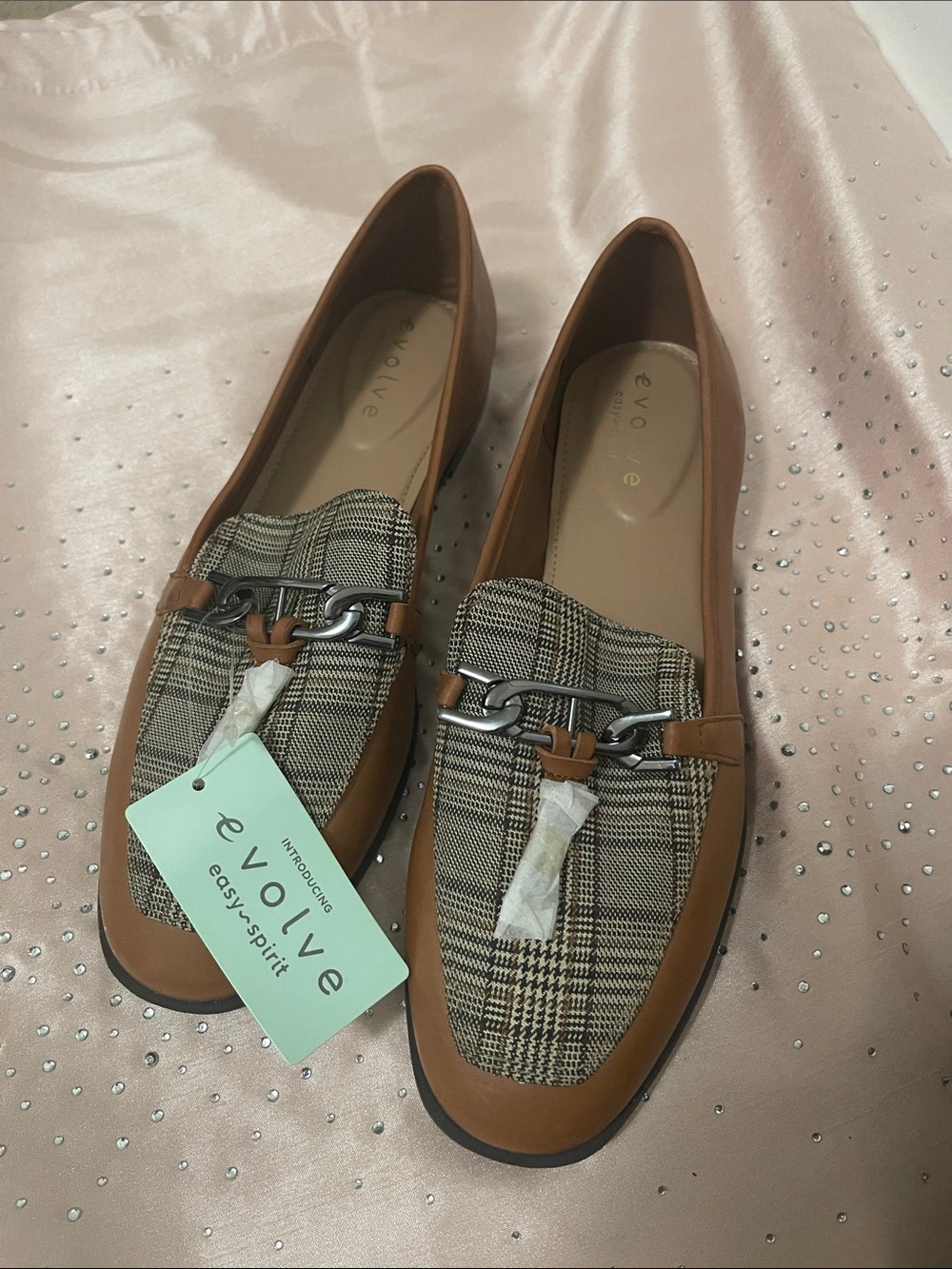 Tan Plaid Loafers